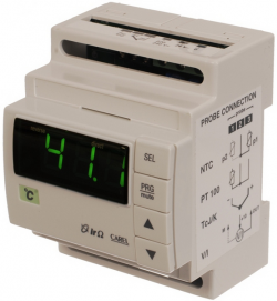 Контроллер ir32 для климатической техники, 1 вход для термопары J/K, 4 реле, питание 12 и 24 В, перем., звуковой сигнал, ИК, монтаж в DIN-рейку
