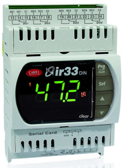 Параметрический контроллер ir33, 2NTC/PTC/PT1000, 1 дискретный выход, звуковой сигнал, ИК-приемник, 12-24VAC 12-30В DC, монтаж на DIN-рейку
