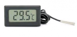 Термометр с ЖК-дисплеем для холодильной техники, черного цвета, 3 1/2 знака, -40...100 C, длина кабеля 2 м, 1 шт., питание от батареек