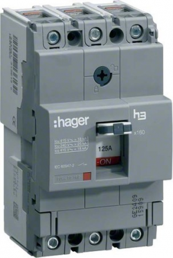 Автоматический выключатель, для выключателей Х160, регулируемый тепловой и фиксированный магнитный расцепитель, 3 полюса, 25kA, 160-100A, 440В АС
