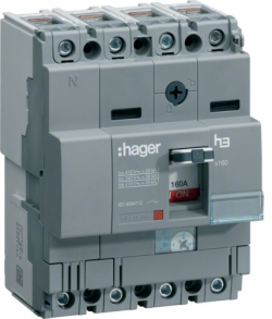 Автоматический выключатель, для выключателей Х160, регулируемый тепловой и фиксированный магнитный расцепитель, 4 полюса, 4D, 25kA, 63-40A, 440В АС