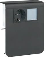 Держатель устройств SL new, c розеткой Schuko (L+N+PE), 16A, 250A AC и LED табло 230В, для профиля 20х115 мм, PC/ABS, безгалогеновый, графитово-чёрный