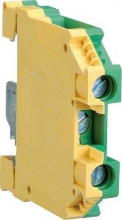 Клемма наборная, винтовая, заземляющая, PE, 6 - 35 кв.мм, 400В, проходная, жёлто-зелёная