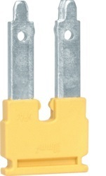 Соединитель для наборных клемм, на 2 полюса, 10 кв.мм, поперечный, изолированный, для клемм KY, жёлтый