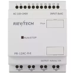 Программируемый контроллер PR-12AC-R-E, 110-240VAC, 8DI, 4DO, RTC, RS232, нерасширяемый