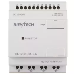 Программируемый контроллер PR-12DC-DA-R-E, 12-24VDC, 8DI(4AI-0..10V DC), 4DO, RTC, RS232, нерасширяемый