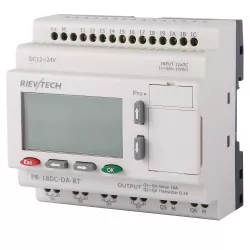 Программируемый контроллер PR-18DC-DA-RT, 12-24VDC, 12DI(6AI-0..10V DC), 2TO, 4DO, RTC, RS232, LCD