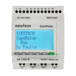 Программируемый логический контроллер, 110_240VAC, 8DI, 4DO(10A), RTC, FBD, Ethernet, LCD