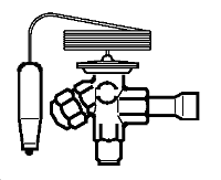 Клапан терморегулирующий TN 2 т R134A, внутренее выравнивание, 34 бар, угловой, 3/8 in-1/2 in x 1/4 in, трубка 1,5 м