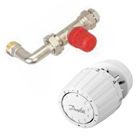 Комплект клапана с уплотнительной втулкой для присоединительных гарнитур, состоящий из клапанов RA-K или RA-KE и термостата RA 2994 тип RA-K/RA 2994